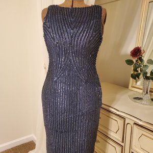 Adrianna Papell Sequined Beaded Evening Dress